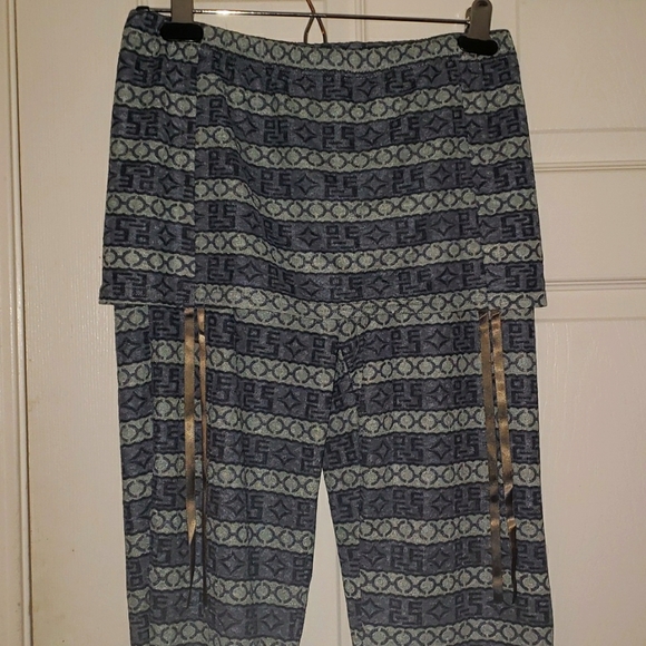 Blue Patterned Flared Yoga Pants - Picture 1 of 4